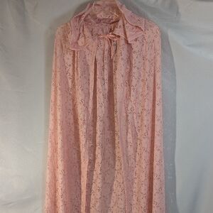 New handmade sexy pink lace hooded cape cloak costume women witch medieva…